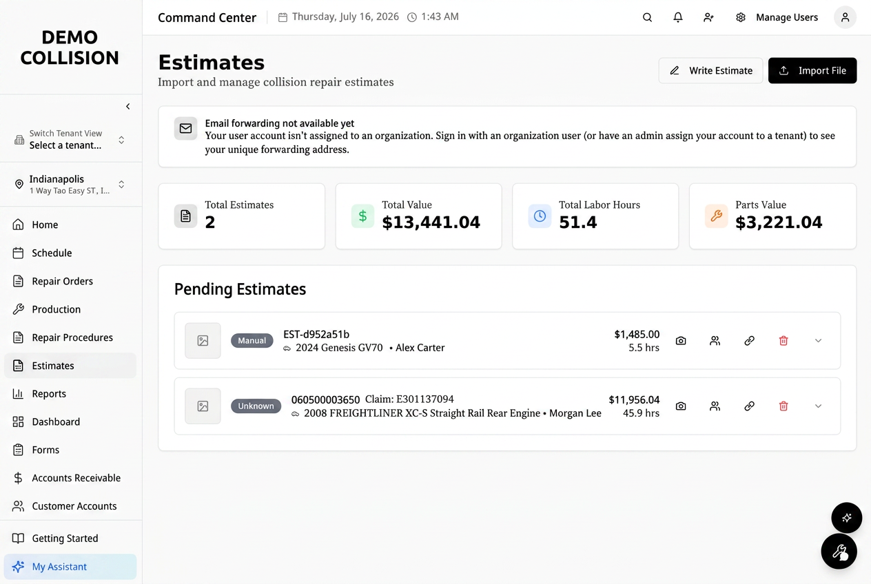 Estimates in Command Center